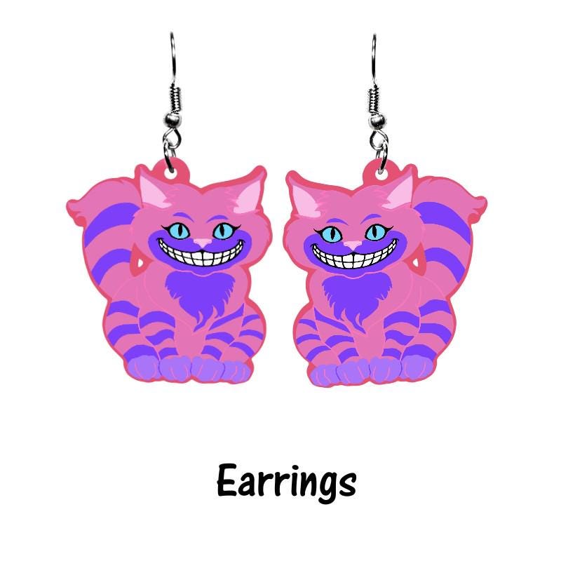 Cheshire Cat Earrings or Brooch - Wonderland Inspired