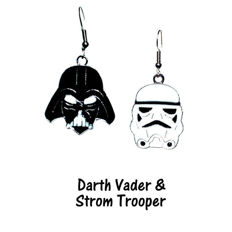 Star Wars Dark Side Enamel Earrings - Darth Vader Storm Trooper