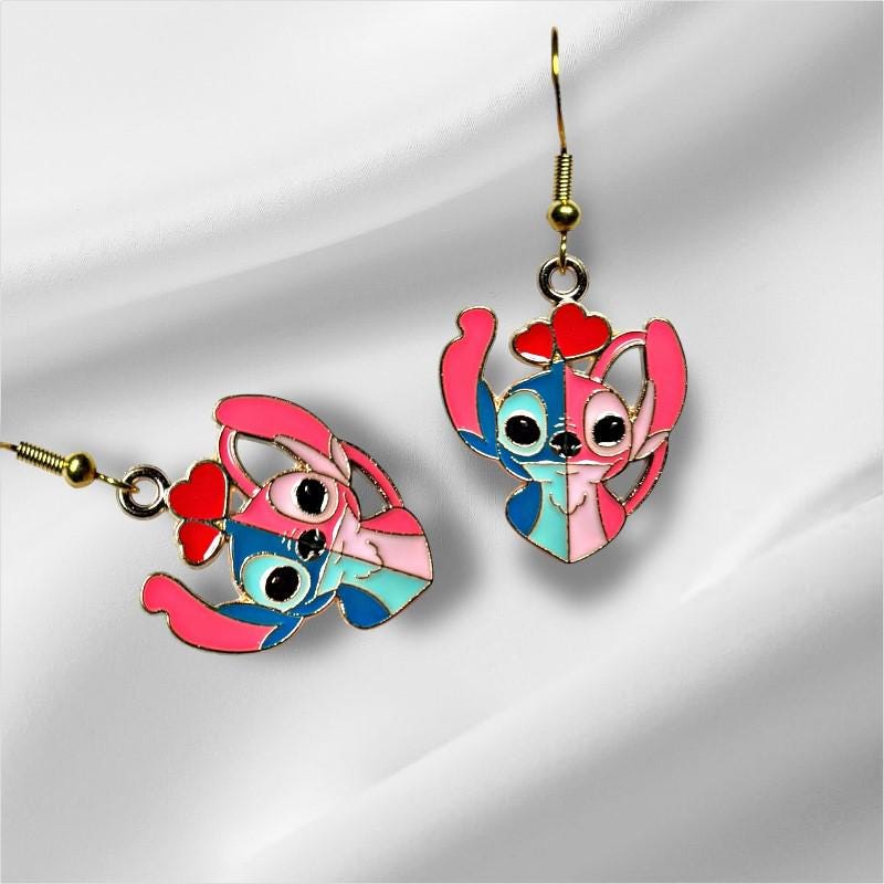 Stitch and Angel Heart Earrings - Love
