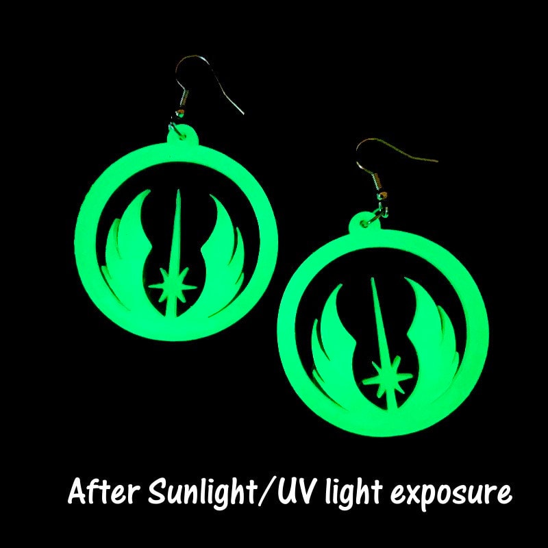 Glow in the Dark Star Wars Hoop Earrings - Rebel Alliance Jedi Knight Rebel Phoenix Imperial Galactic Empire Dark Side