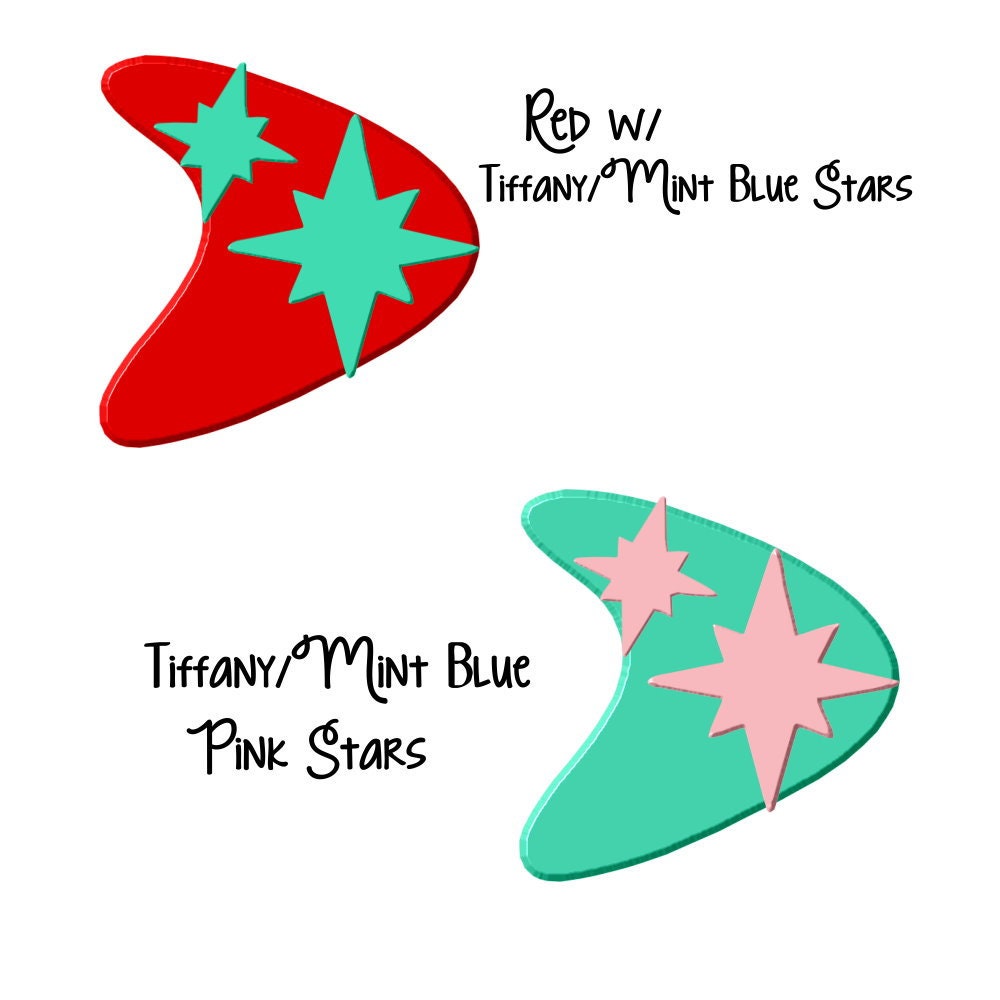 Stardust Retro Boomerang Brooch - Retro Atomic, Vintage, Classic, Pinup Rockablilly Doll