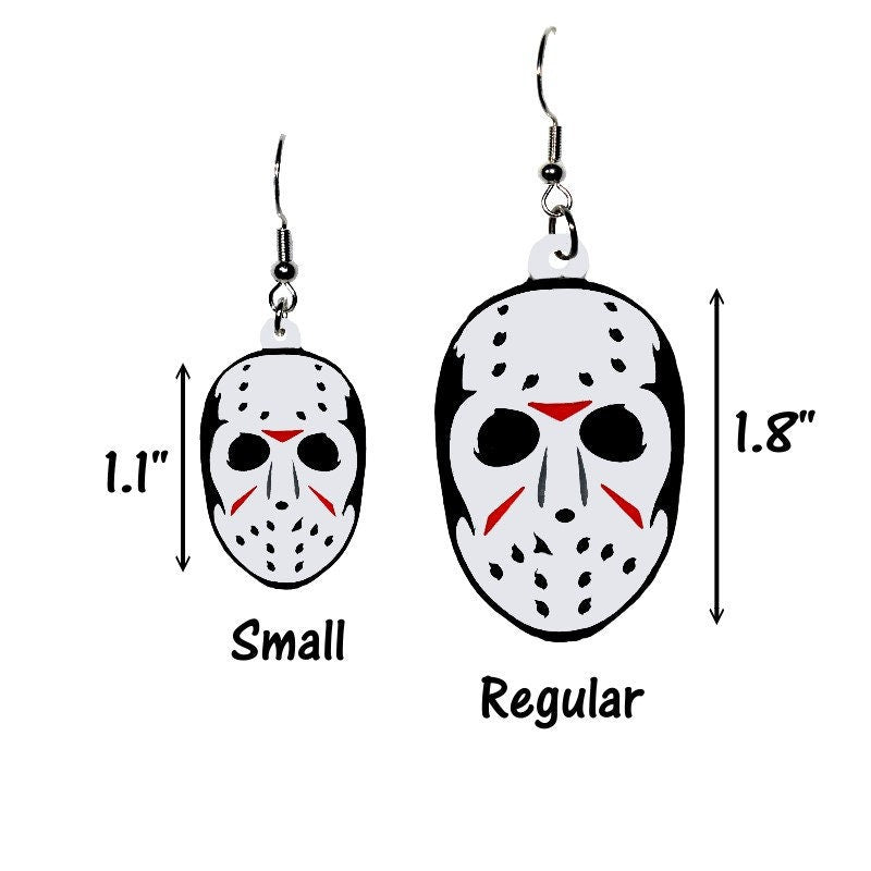 Jason Mask Earrings - Friday the 13th Spooky Scary Movie Goth Jewelry Earrings