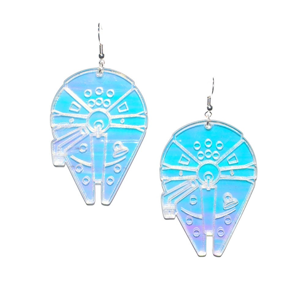 Iridescent Millennium Falcon Earrings - Star Wars Acrylic Earrings - Hunk O' Junk