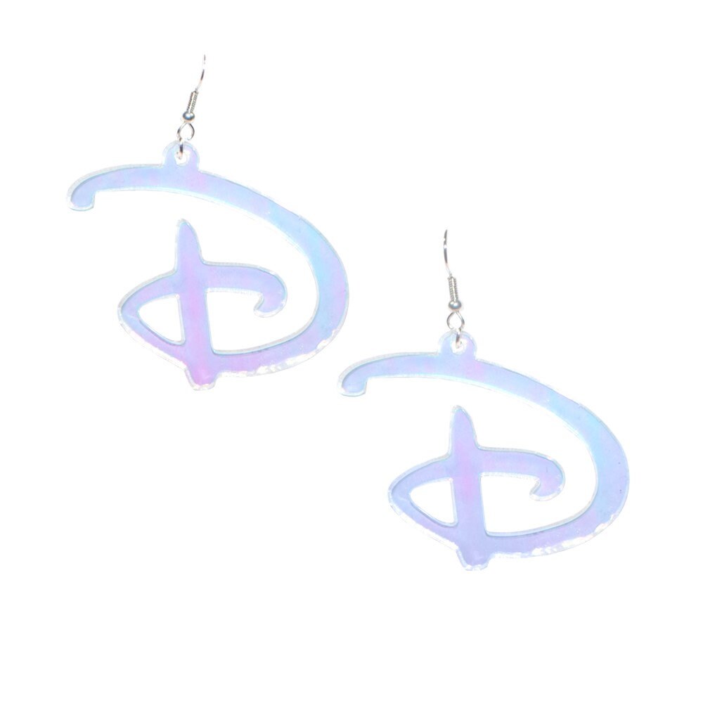 Iridescent Walt's Signature D Earrings - Disney D Disneyland Disney World Magic Kingdom
