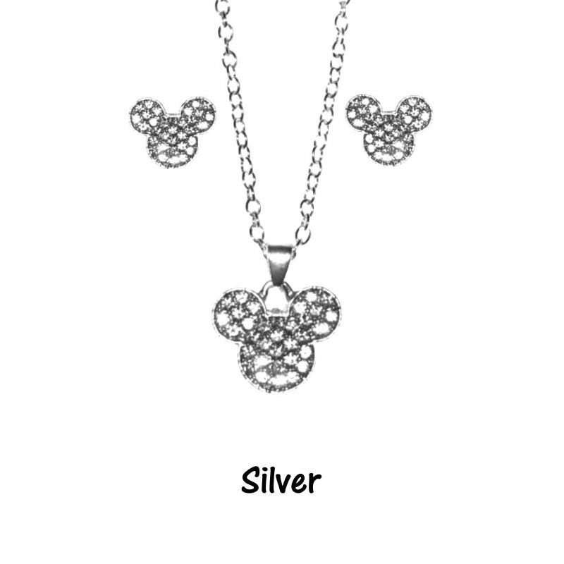 Crystal Mickey Necklace and Earrings SET