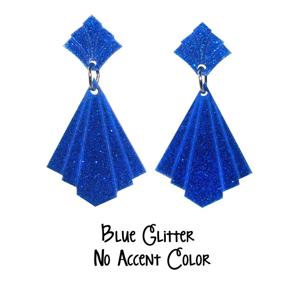 Bessie Diamond Deco Earrings - Acrylic Retro, Vintage, Classic, Pinup Golden Age, Art Deco