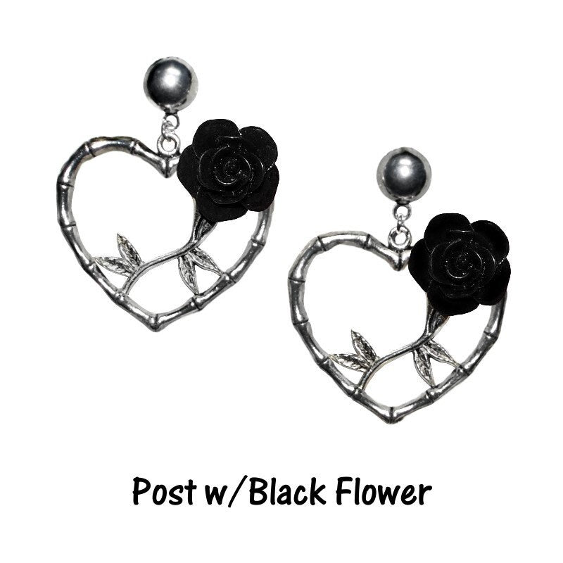 Bamboo Heart Hoop Earrings - Retro, Vintage, Classic, Pinup Rockablilly Doll Wedding Fairytale