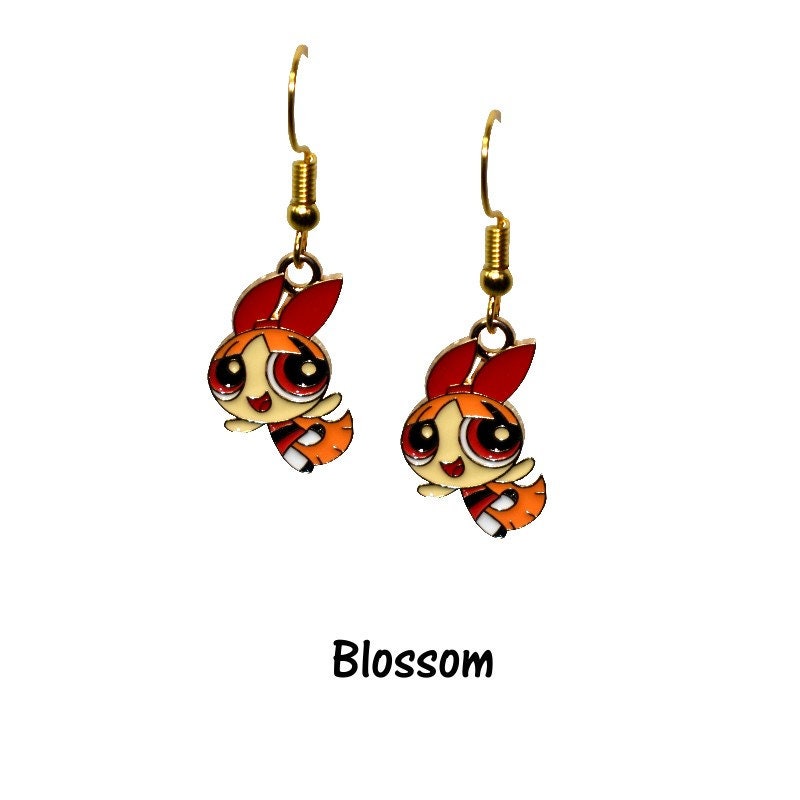 Power Puff Girls Earrings - Cartoon Puff Girls