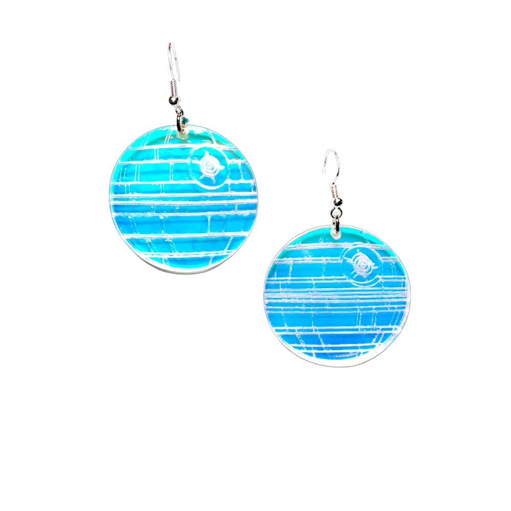 Iridescent Death Star Earrings - Star Wars Acrylic Earrings - Dark Side
