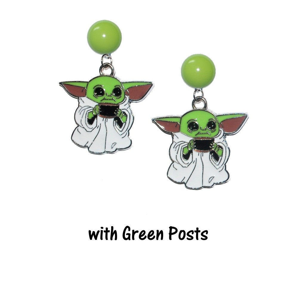 Grogu Enamel Earrings - Mandalorian