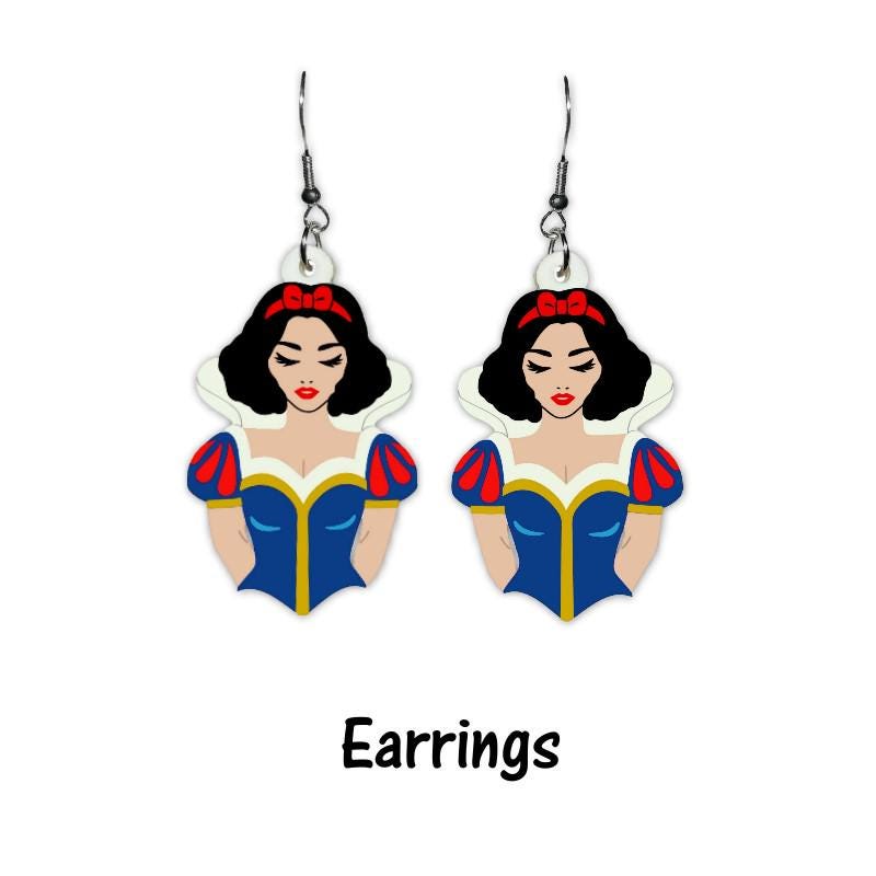 Snow White Earrings and/or Brooch- Snow White Inspired Fairy tale