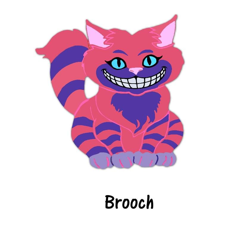 Cheshire Cat Earrings or Brooch - Wonderland Inspired