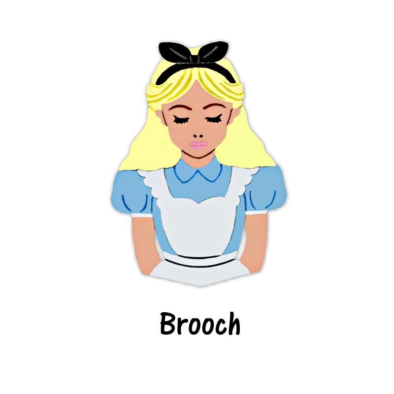 Alice Earrings or Brooch - Wonderland Inspired
