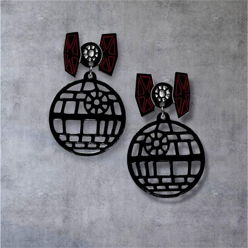 Galaxy Battle Earrings - Death Star Tie Fighter - Star Wars Dark Side