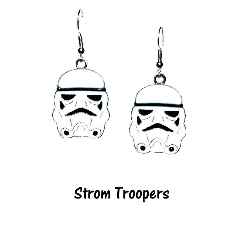 Storm Trooper Star Wars Dark Side Enamel Earrings - Darth Vader Storm Trooper