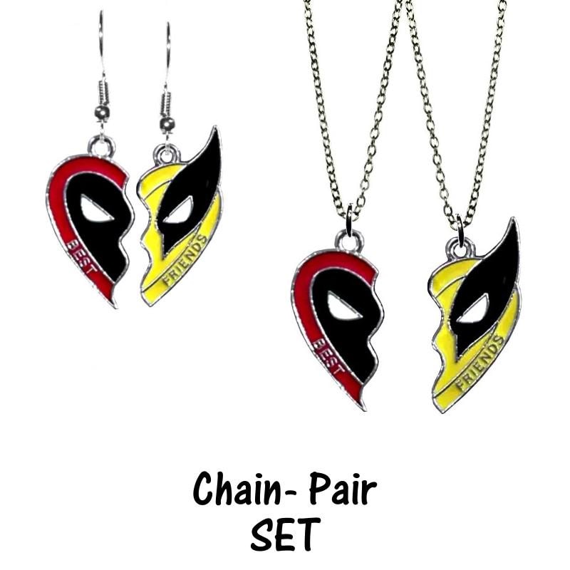 Best Friends Dead Pool and Wolverine Necklace and/or Earrings