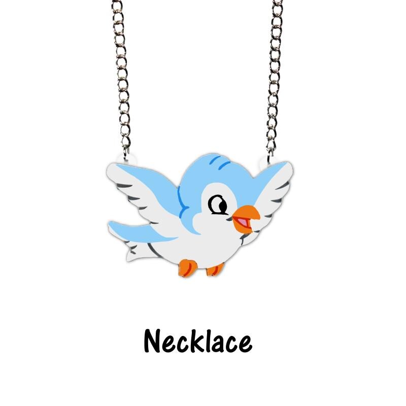 Snow White Blue Bird Earrings, Brooch or Necklace - Snow White Inspired Fairy tale Bird