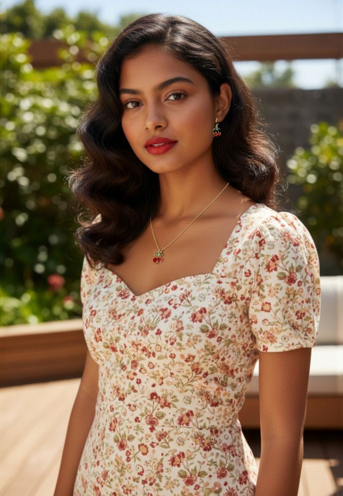 Cherry Rhinestone Necklace and Earrings Set