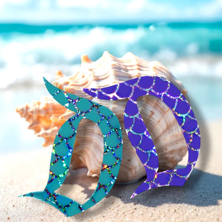 Mermaid Themed D Brooch - Nautical Siren