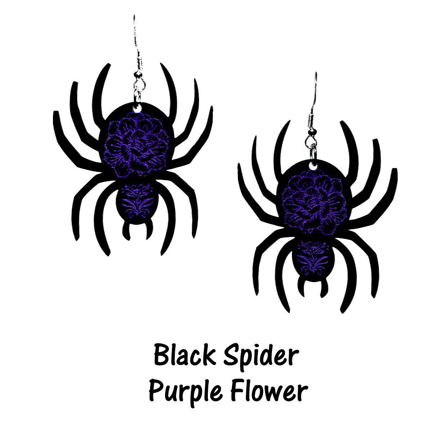 Spider Earrings - Acrylic Spooky Creepy