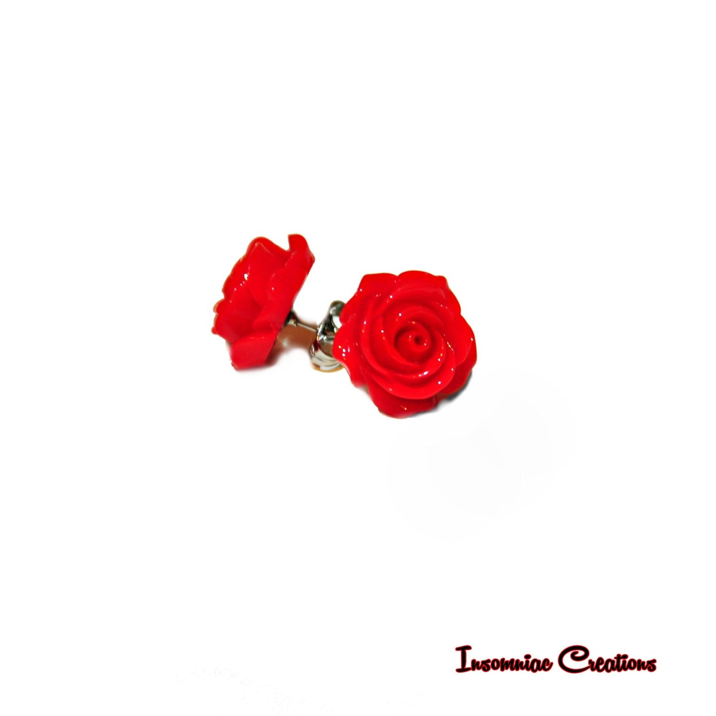 Open Rose Earrings - Vintage, Rockabilly, Pinup posts