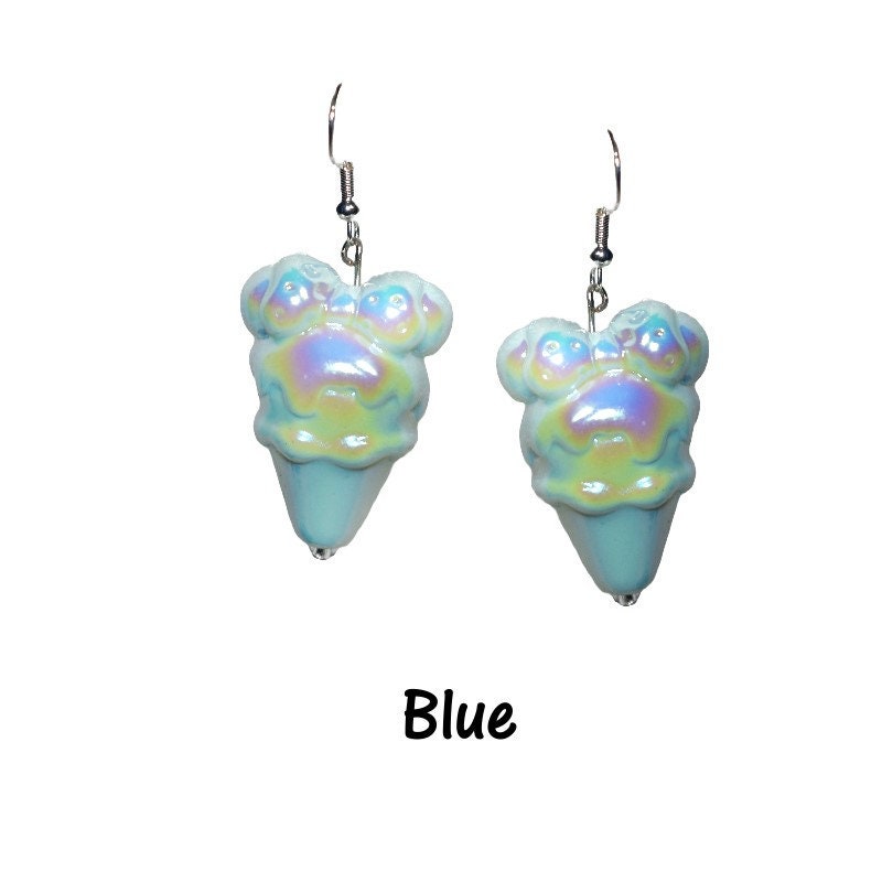 Iridescent Minnie Ice Cream Cone Earrings - Dessert 3D Earrings
