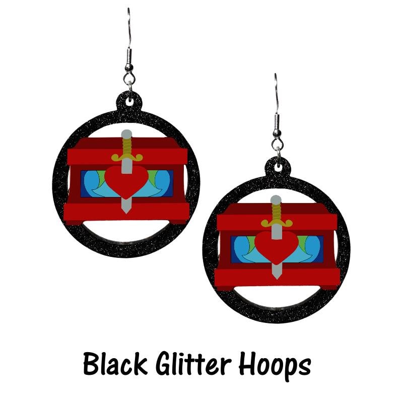 Evil Queen Heart Box Hoop Earrings - Snow White Inspired Evil Queen