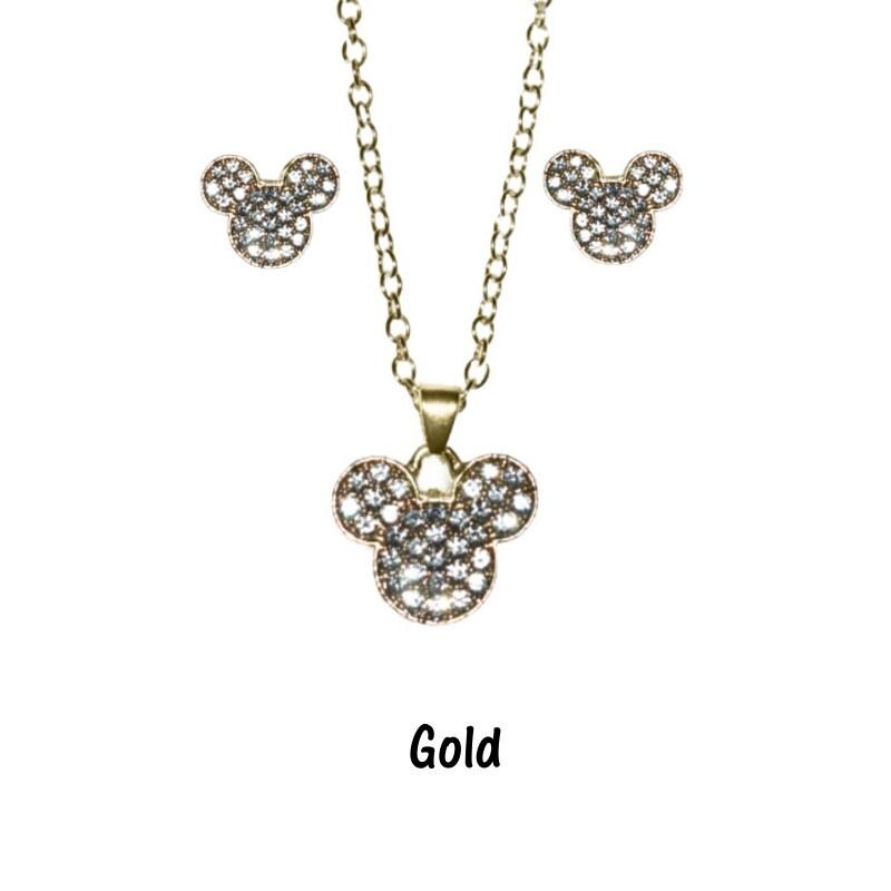 Crystal Mickey Necklace and Earrings SET
