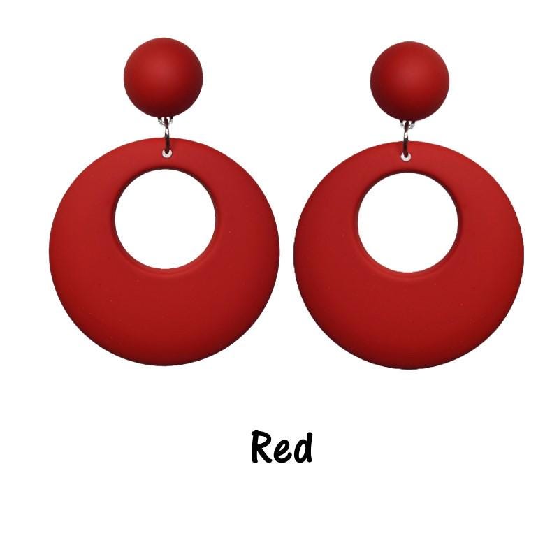 Retro Hoop Matte Earrings- Vintage, Classic, Pinup Rockabilly Doll