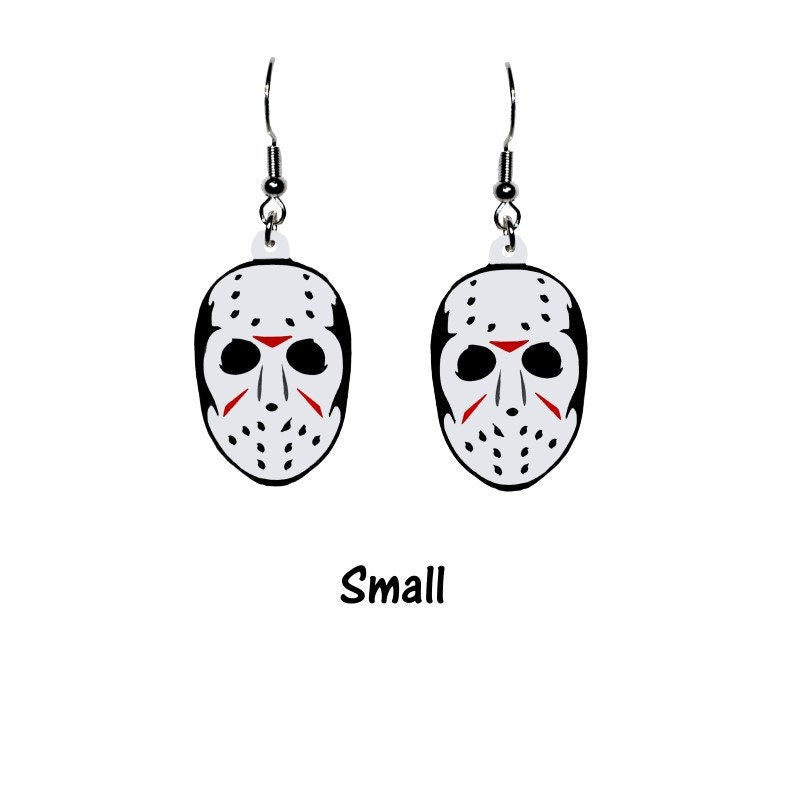 Jason Mask Earrings - Friday the 13th Spooky Scary Movie Goth Jewelry Earrings