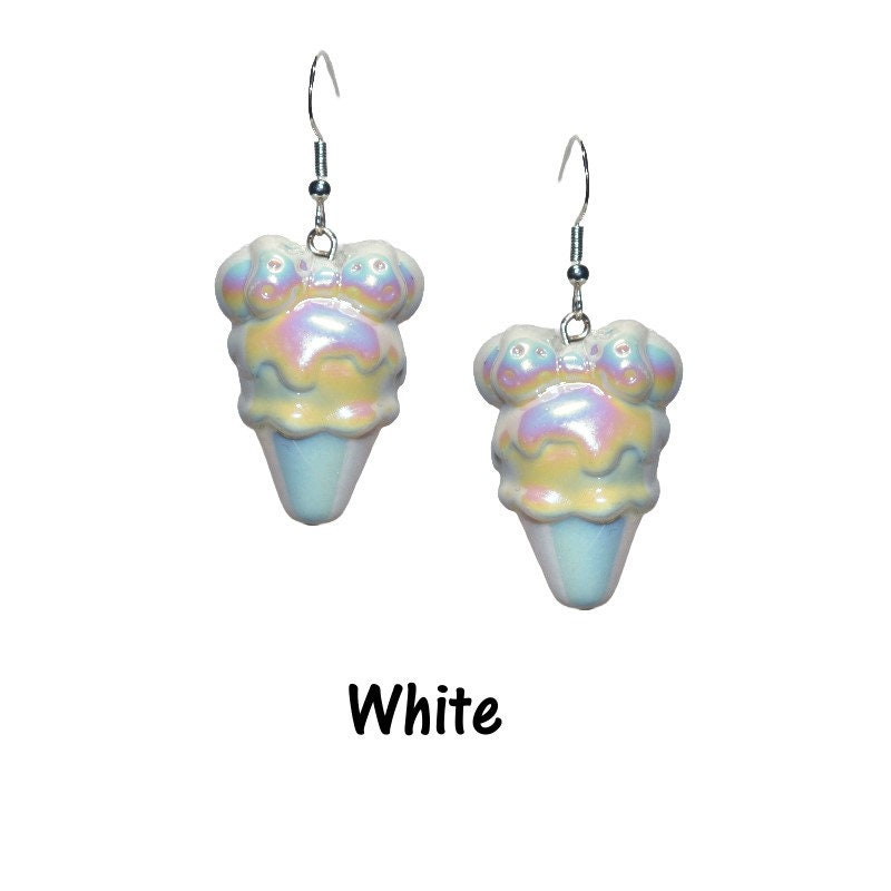 Iridescent Minnie Ice Cream Cone Earrings - Dessert 3D Earrings