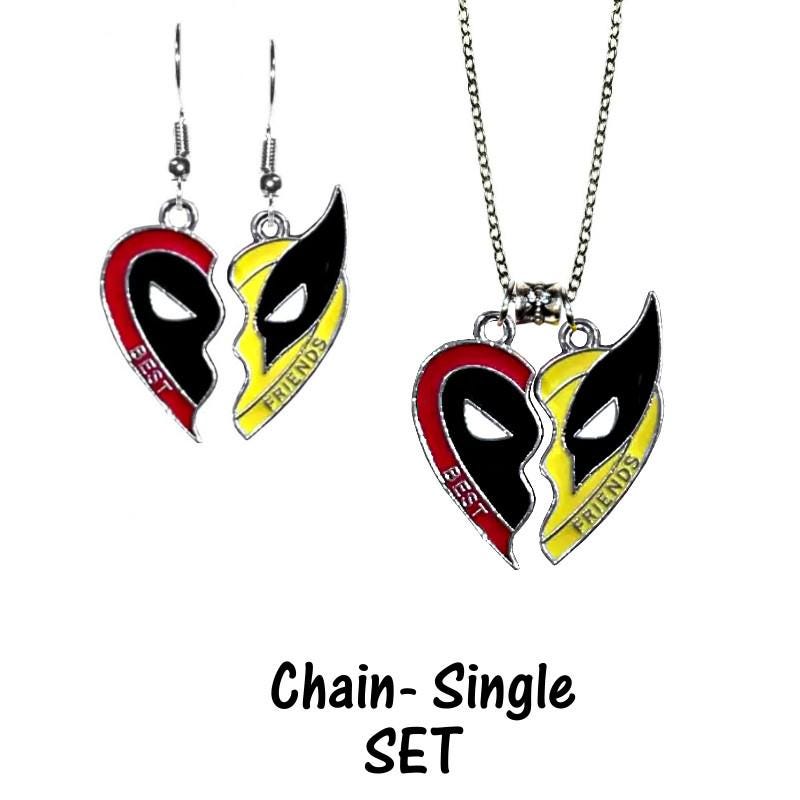 Best Friends Dead Pool and Wolverine Necklace and/or Earrings