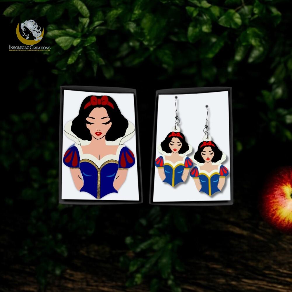 Snow White Earrings and/or Brooch- Snow White Inspired Fairy tale