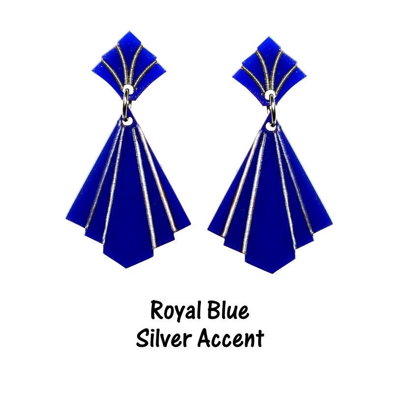 Bessie Diamond Deco Earrings - Acrylic Retro, Vintage, Classic, Pinup Golden Age, Art Deco