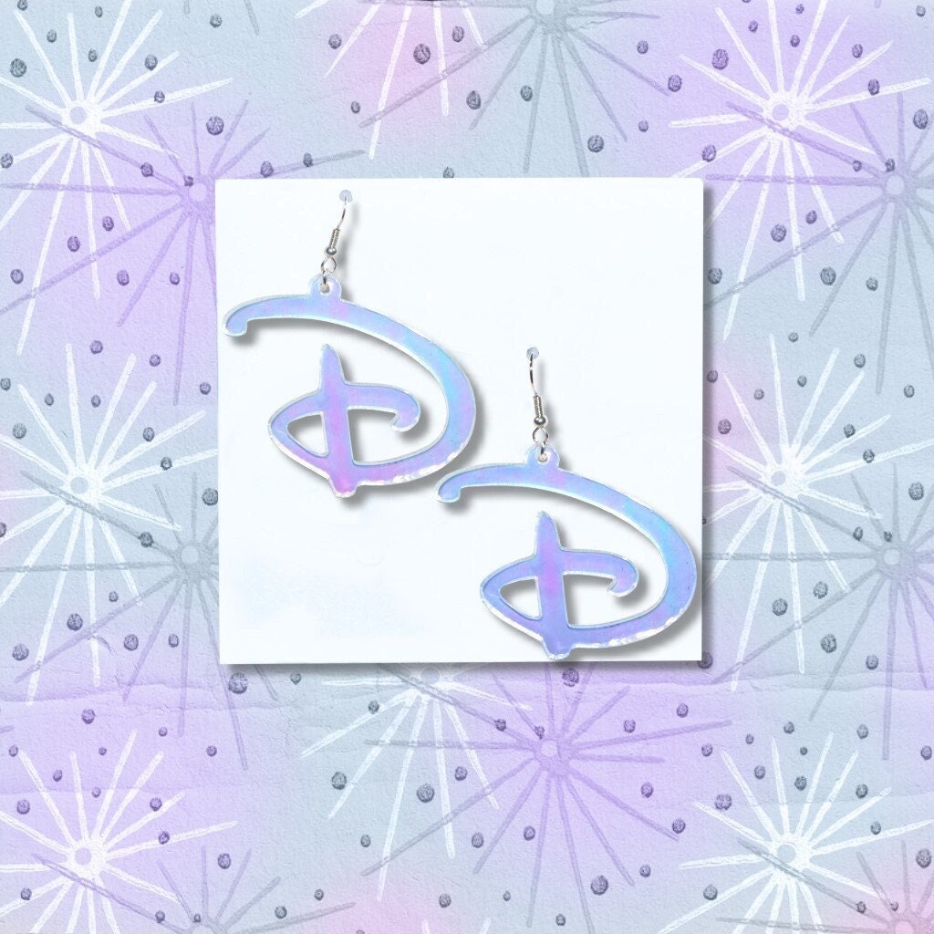 Iridescent Walt's Signature D Earrings - Disney D Disneyland Disney World Magic Kingdom