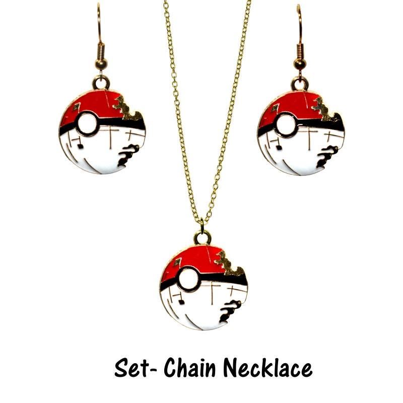 Poke Ball Death Star Earrings or Necklace - Pokemon