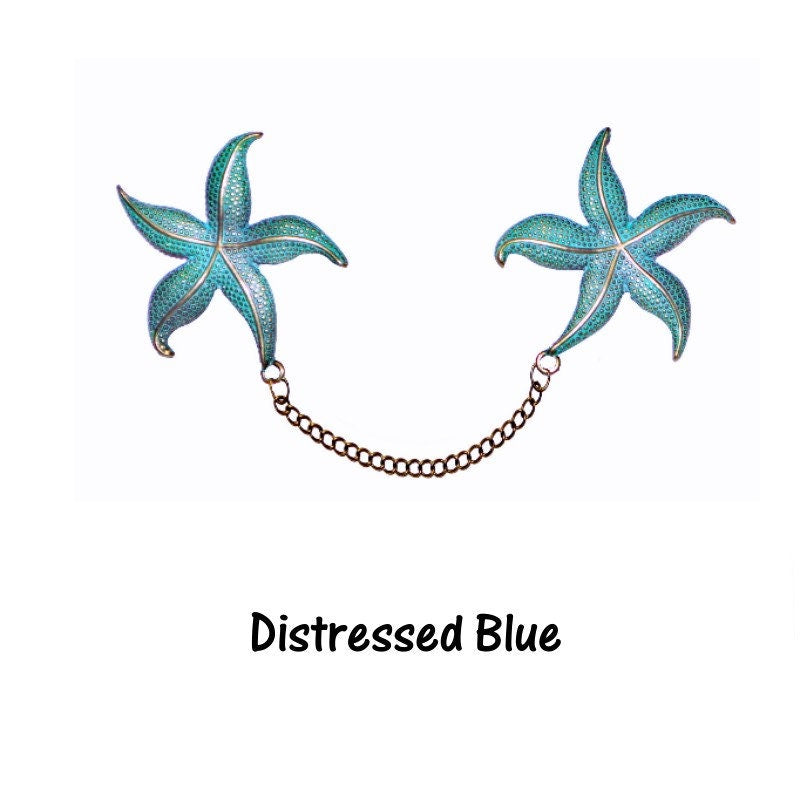 Starfish Metal Sweater Pins / Guards - Nautical Clips Ocean Collar Clips