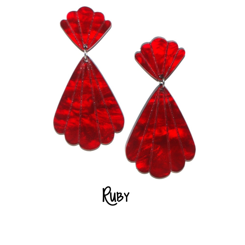 Dolores Deco Earrings - Acrylic Retro, Vintage, Classic, Pinup Golden Age, Art Deco
