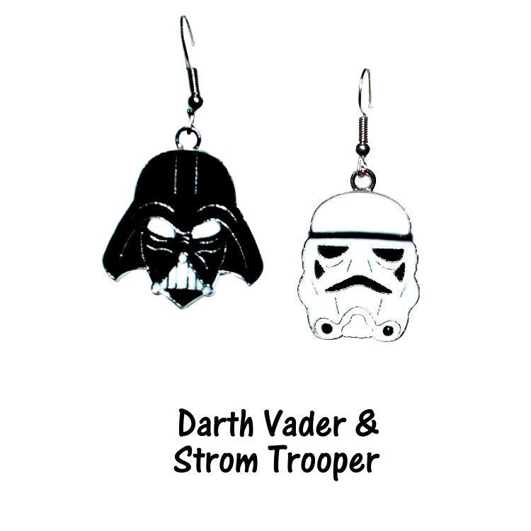 Storm Trooper Star Wars Dark Side Enamel Earrings - Darth Vader Storm Trooper