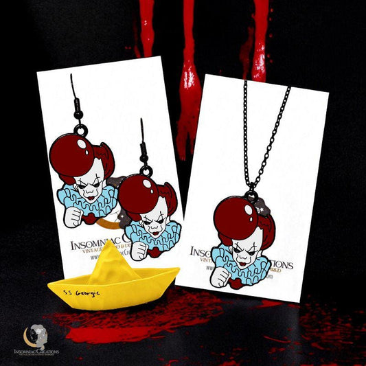 Pennywise It Earrings - Creepy Clown Spooky Scary Movie Goth Jewelry Earrings