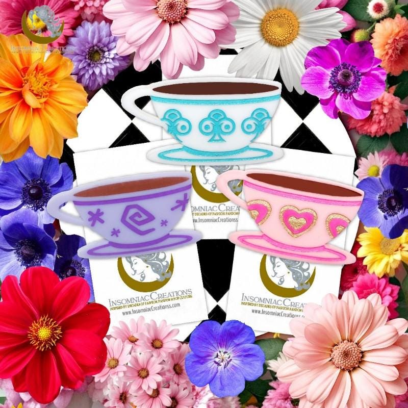 Mad Tea Party Teacup Brooch - Wonderland Inspired