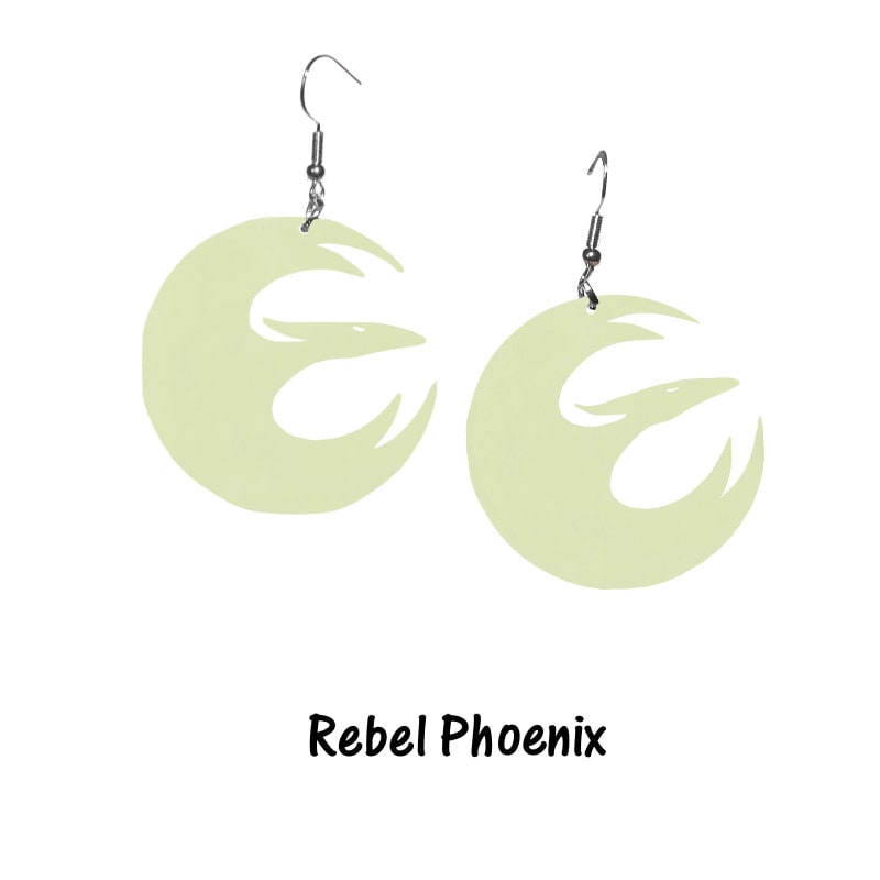 Glow in the Dark Star Wars Hoop Earrings - Rebel Alliance Jedi Knight Rebel Phoenix Imperial Galactic Empire Dark Side