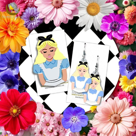 Alice Earrings or Brooch - Wonderland Inspired