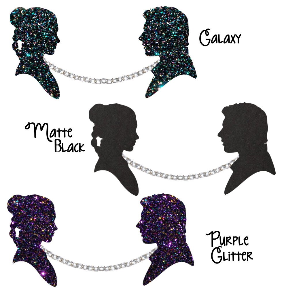 Han Solo and Leia Silhouette Sweater Guards - STAR WARS pin guards ~ geeky chic girl ~ Star Wars fan