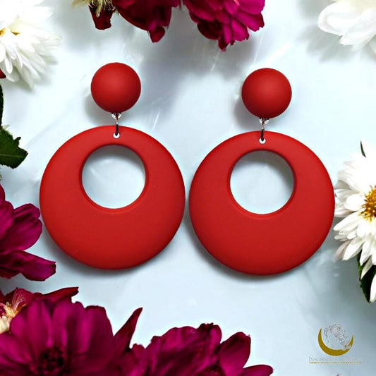 Retro Hoop Matte Earrings- Vintage, Classic, Pinup Rockabilly Doll