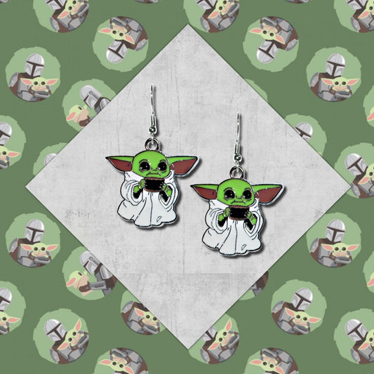 Grogu Enamel Earrings - Mandalorian