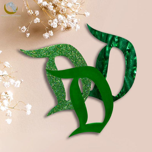 Assorted Green Acrylic D Brooches