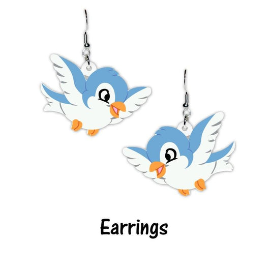 Snow White Blue Bird Earrings, Brooch or Necklace - Snow White Inspired Fairy tale Bird