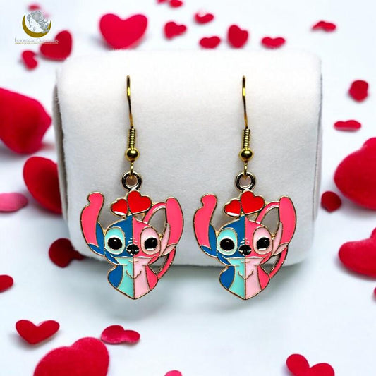 Stitch and Angel Heart Earrings - Love