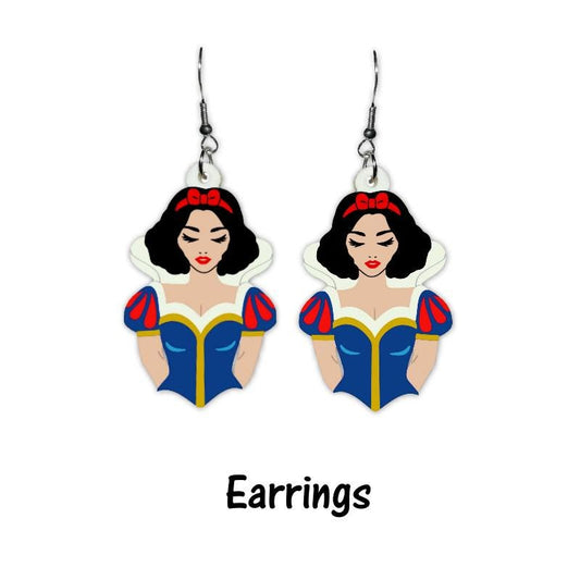 Snow White Earrings and/or Brooch- Snow White Inspired Fairy tale